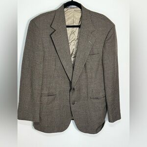 Haggar Vintage Men's Blazer Jacket Size 44L Brown Tweed Wool Blend Sport Coat